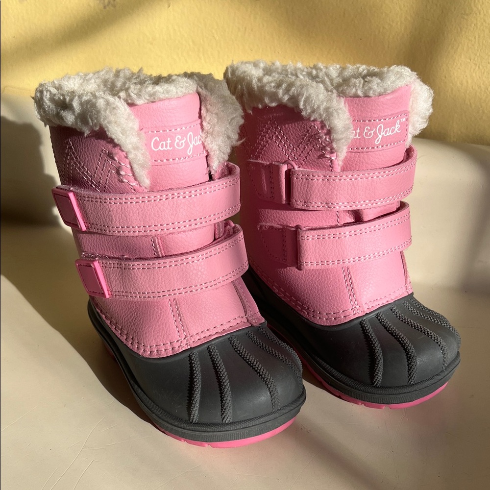 Cat & Jack Pink and Black Snow Boots, never used